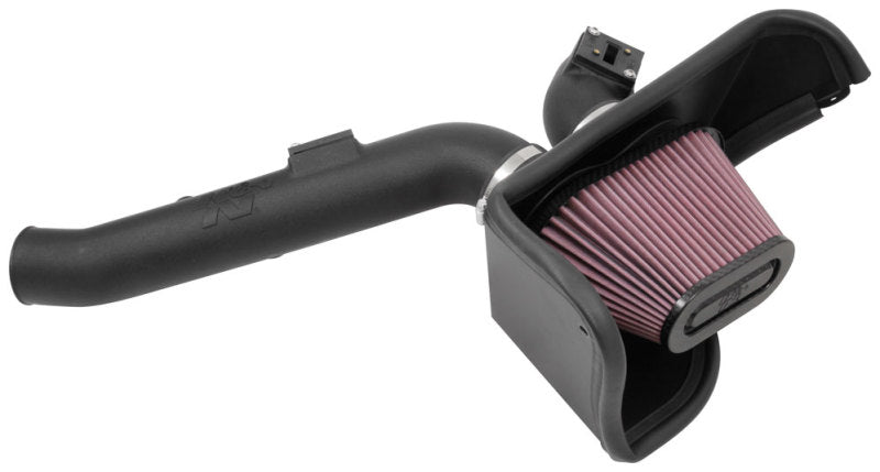 K&N Engineering cold air intake kit for 2016-2017 Cadillac ATS-V 3.6L V6 twin turbo engine, featuring air filters and intake tubes.