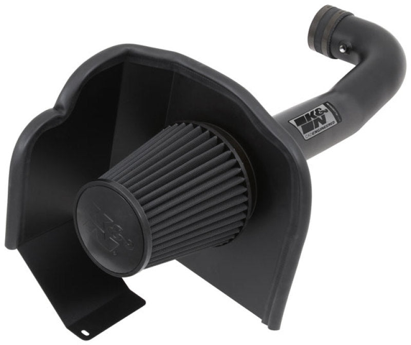 K&N 71 Series Cold Air Intake Kit installed in Chevrolet Silverado, GMC Sierra, Suburban, and Yukon 2014-2015 models.