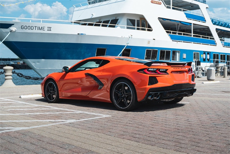 Corvette C8 2020-2025 Corsa Performance 3-inch Xtreme Cat-Back Exhaust with black quad tips and deleted AFM valve.