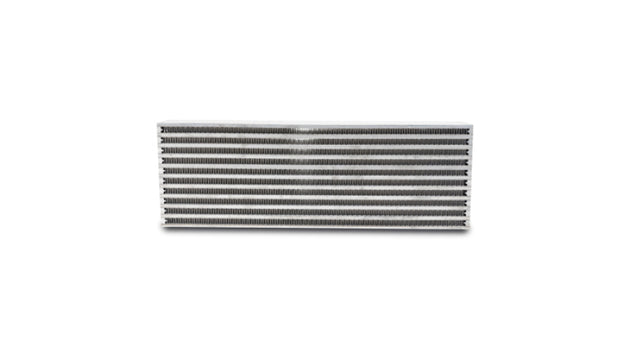 Vibrant universal oil cooler core with 4x12x2 inch aluminum cooling fins for vehicle engine oil cooling.