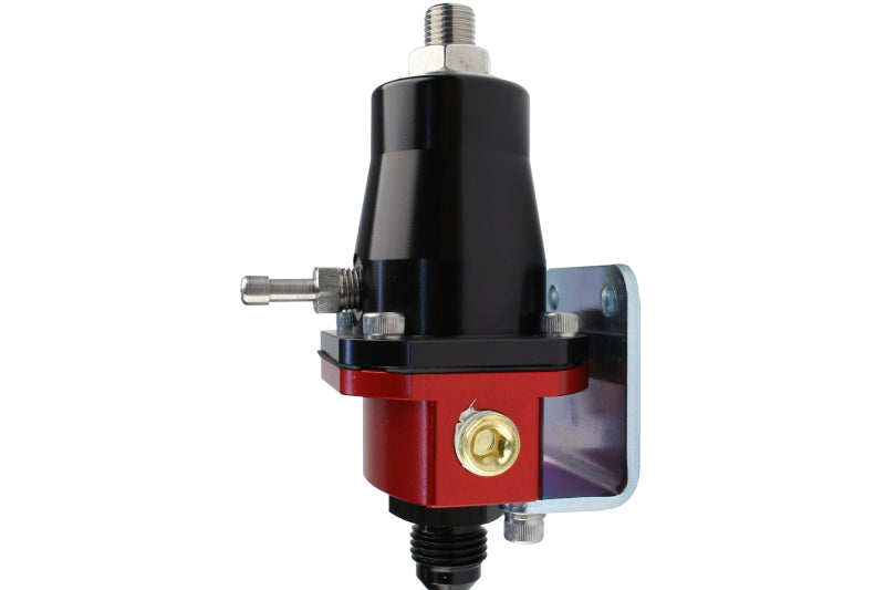 Aeromotive Compact Billet Adjustable EFI Fuel Pressure Regulator with AN-6 inlet and return for precise fuel system control.