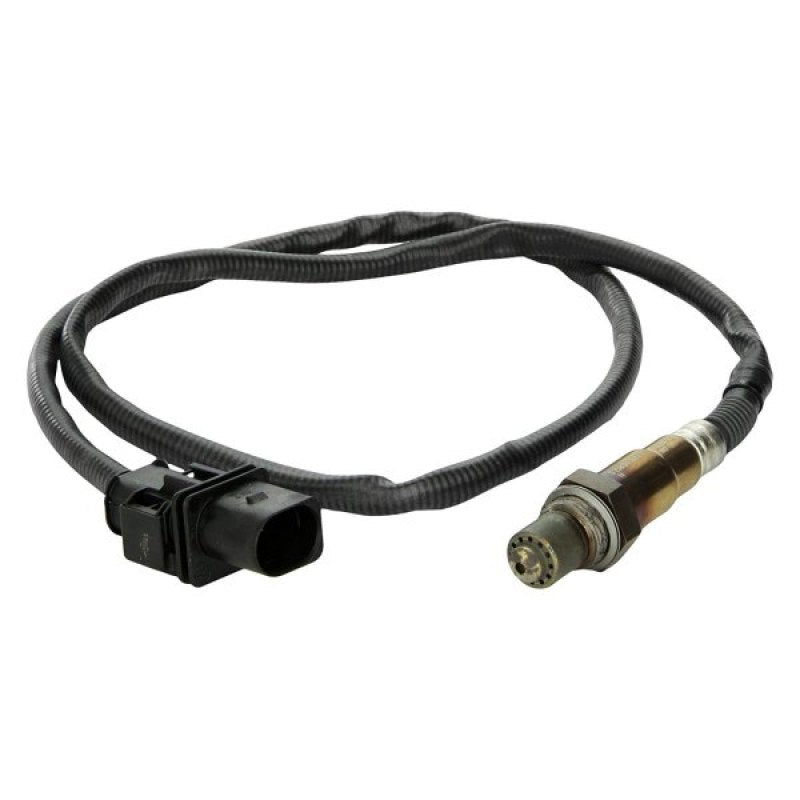 Bosch Oxygen Sensor 17025 showing a close-up of the sensor with metal and electrical components for vehicle exhaust systems.