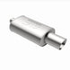 MagnaFlow stainless steel muffler with tip, 14x5x8 inches, featuring dual inlet and outlet pipes, designed for automotive exhaust systems.