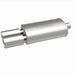 MagnaFlow stainless steel muffler with integrated tip, 14x5x8 inches, featuring 2.25/3 inch inlet and outlet for vehicle exhaust systems.
