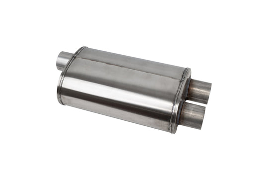 CORSA Performance Corsa PRO-Series tuned 304SS muffler with 2.5-inch inlet and dual outlets, 19-inch overall length.