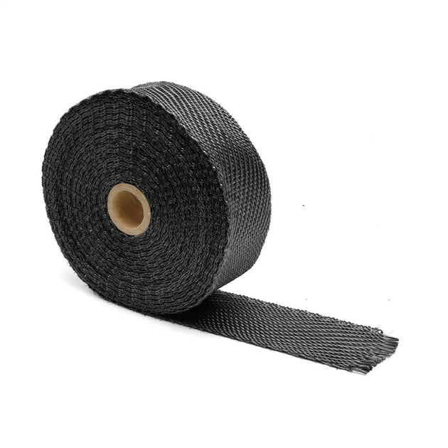DEI Titanium black exhaust wrap 2-inch by 50-foot roll, heat-resistant material for automotive exhaust systems.