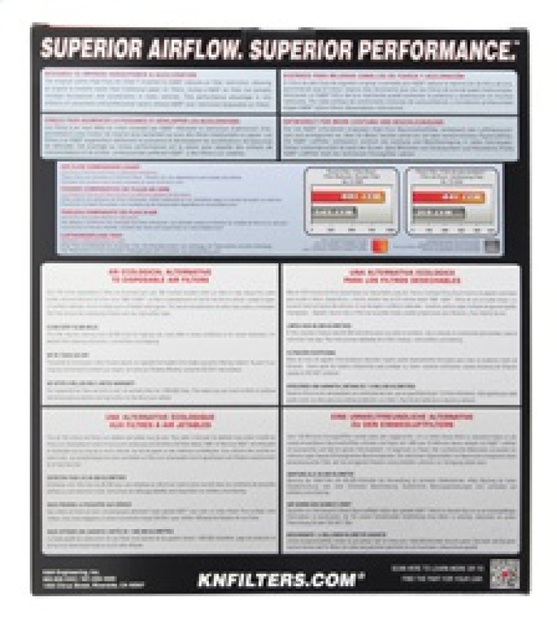 K&N Engineering drop-in replacement panel air filter for 2013-2014 Cadillac ATS, 12.313in L x 10.313in W x 1.188in H