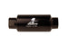 Aeromotive 10AN inline fuel filter with 10 micron microglass element, bright-dip black finish, 2-inch OD for automotive use