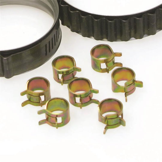 Turbosmart Spring Clamps 0.24 for blow off valve accessories, showcasing the metal clamps used in turbocharged engine systems.