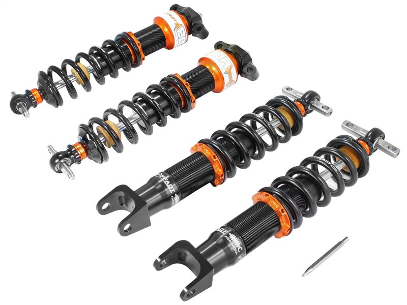 aFe Control PFADT Featherlight single adjustable street and track coilover system for Chevy Corvette 2014-2015, showing coilover components.