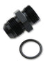 Vibrant black anodized 3AN male flare to 4 ORB male straight adapter fitting with O-ring for automotive or industrial use.