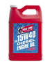 Red Line 15W40 diesel motor oil gallon container with red and black label for engine lubrication and maintenance.