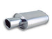 Vibrant StreetPower Turbo oval muffler with 4-inch round tip, angle cut rolled edge, 3-inch inlet diameter, automotive exhaust part