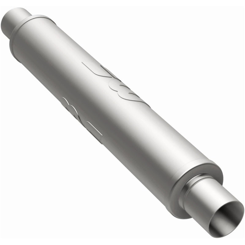 MagnaFlow Mag SS muffler 22x4x4 with 2.5-inch inlet and outlet, stainless steel construction, for automotive exhaust systems