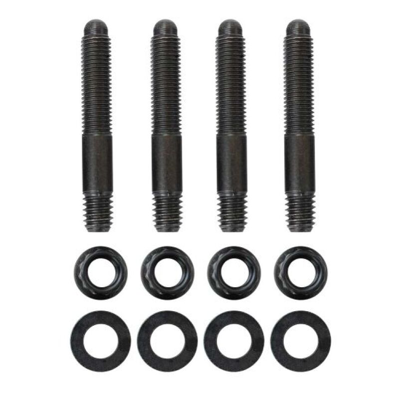 Moroso carburetor stud kit featuring 5/16 inch-24 x 2-inch 12-point nuts and fittings for automotive performance applications.