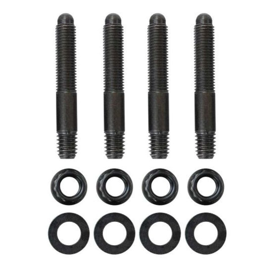 Moroso carburetor stud kit featuring 5/16 inch-24 x 2-inch 12-point nuts and fittings for automotive performance applications.