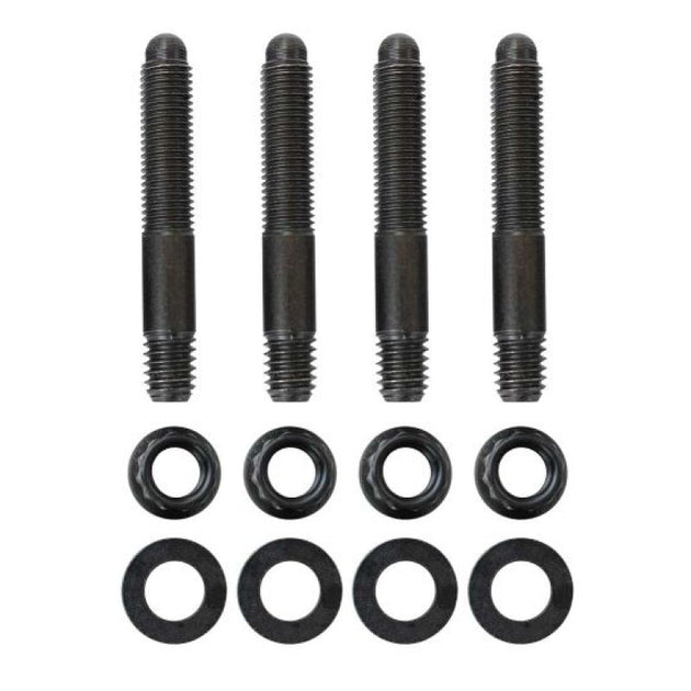 Moroso carburetor stud kit featuring 5/16 inch-24 x 2-inch 12-point nuts and fittings for automotive performance applications.
