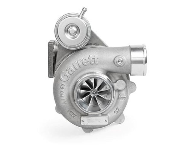 Garrett GBC22-350 Club Line turbocharger with T25 5-bolt flange and internal wastegate, showing the turbine and compressor housing.