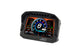 AEM CD-5LG Carbon Logging Digital Dash Display with internal 10Hz GPS and antenna showing gauges for automotive monitoring.