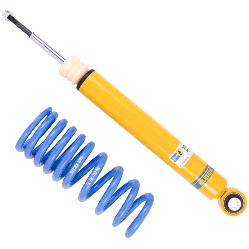 Bilstein B14 PSS coilover suspension kit installed on a 2016-2020 Chevrolet Camaro, showing the adjustable shock absorber and coil spring.