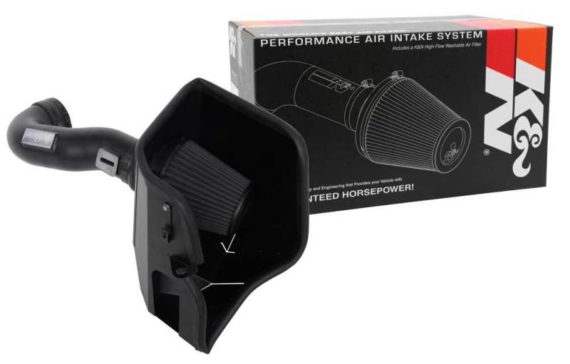 K&N Chevrolet Silverado 1500 5.3L V8 black cold air intake kit, high-performance automotive air filter and intake components
