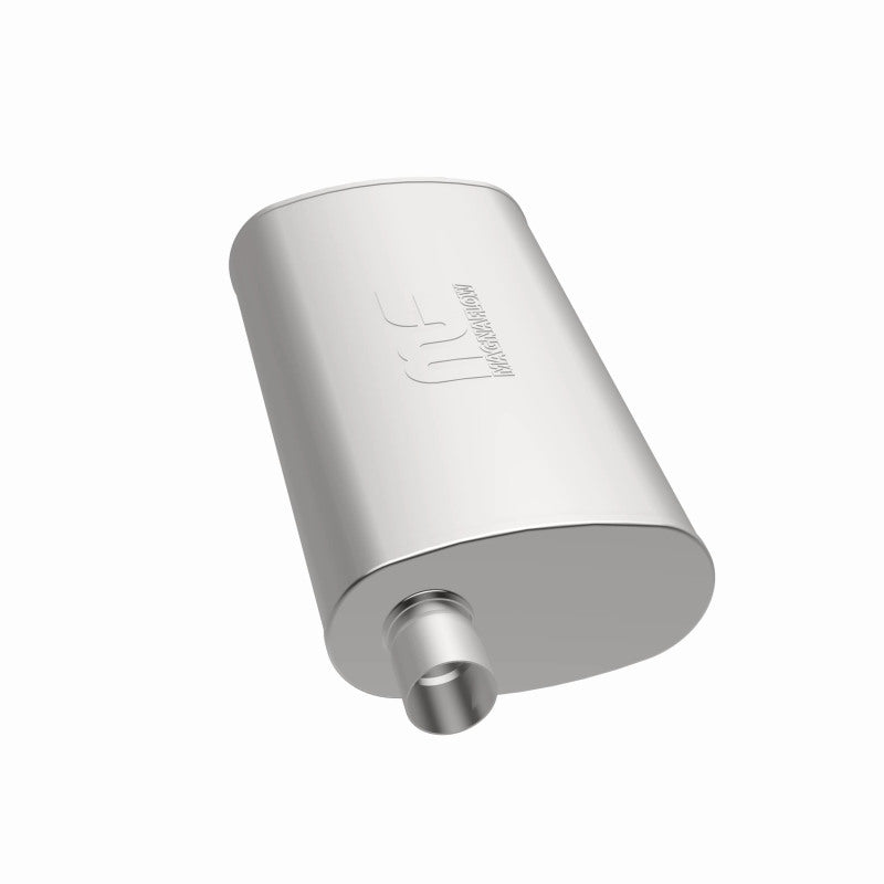 MagnaFlow Mag SS muffler with 22x5x11 inch dimensions, featuring a 3x3 inlet/outlet design, shown from the side view.