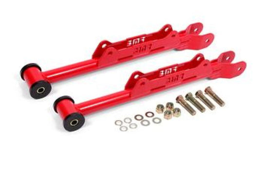 Red BMR Suspension control arms for 2010-2015 Chevrolet Camaro rear DOM lower control arms, automotive suspension part.