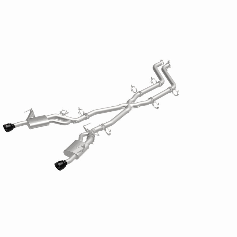 Magnaflow 26+ Dodge Charger 3.0L SPEQ cat-back exhaust system installed, showing polished pipes and muffler details.
