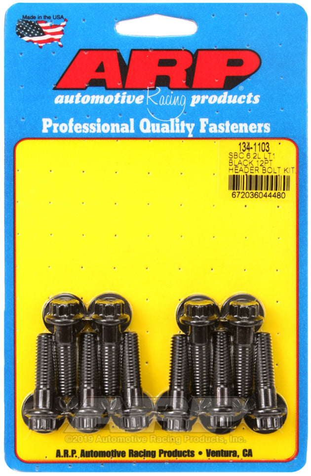 ARP SBC 6.2L LT1 header bolt kit with 12-point fasteners, designed for engine hardware and performance applications.