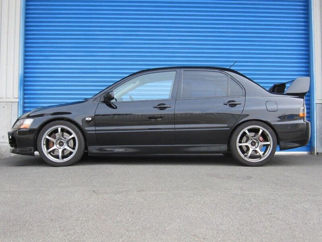 HKS Hipermax S coilover kit for CT9A Mitsubishi Lancer Evolution, showing assembled adjustable suspension components.