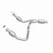 MagnaFlow direct fit catalytic converter for 2014-2016 GMC Sierra 1500 V6 4.3L engine, showing the shiny metal unit with inlet and outlet pipes.