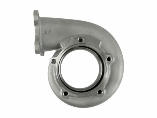 Turbosmart 62mm T3 turbine housing with 0.82AR, showcasing the stainless steel construction and precision-machined inlet.