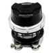 Turbosmart GenV RacePort black blow off valve with female flange for turbocharged engines, showcasing sleek design and connection ports.