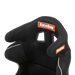 RaceQuip FIA containment racing seat in large size, with sturdy black construction and safety harness slots for professional motorsport use.