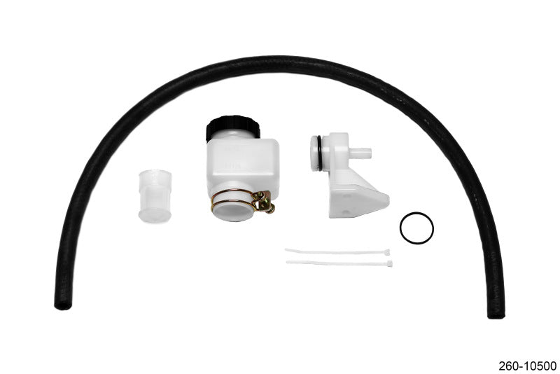 Wilwood brake master cylinder reservoir kit with 4.0 oz. remote brake fluid reservoir for automotive brake systems.