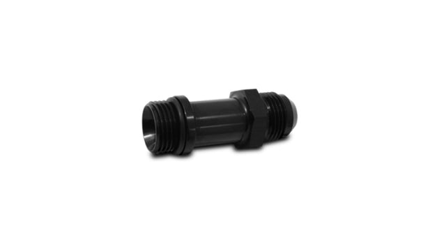 Vibrant Male -10AN to Male Straight ORB fitting with O-ring extender, 2.125 inches long, automotive fluid fitting adapter.