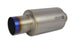 Vibrant titanium muffler with straight cut burnt tip, 2.5-inch inlet and outlet, showcasing its sleek, high-performance design.