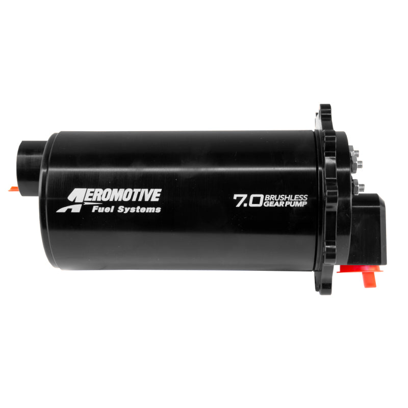 Aeromotive fuel pump module TVS with 90-degree outlet, brushless spur design, 7.0 model for high-performance fuel systems