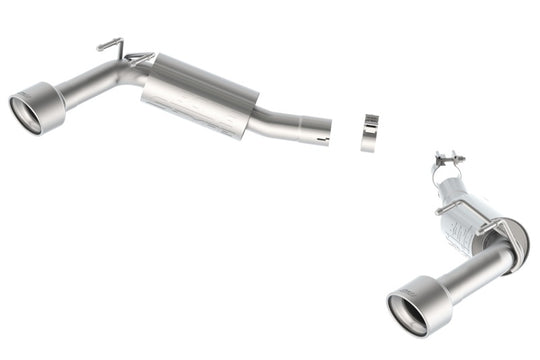 Borla axle back exhaust system for 2014-2015 Camaro SS 6.2L V8 RWD, rear section with single split right rear exit.