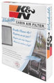 K&N Engineering cabin air filter for 2010-2015 Chevrolet Camaro V6 and SS V8 models, showing the filter element and packaging.