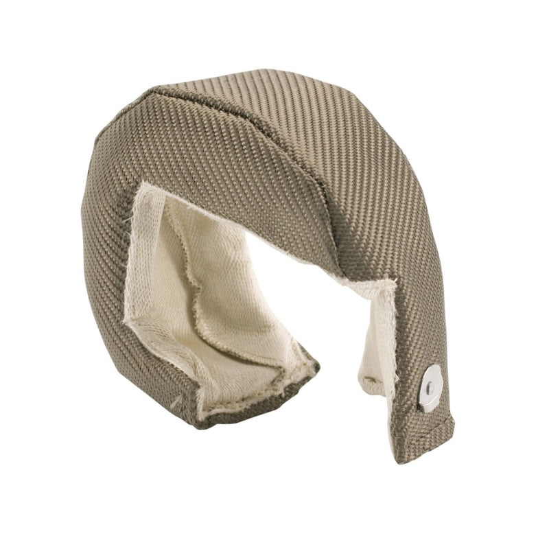 DEI Turbo Shield T25-T28 titanium turbo blanket shield only, heat-resistant insulation for turbochargers, with reflective surface.