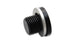Vibrant M14 x 1.5 metric aluminum port plug with crush washer, shown installed in a fitting for automotive or industrial use.