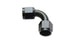 Vibrant black -10AN female 90-degree union adapter fitting, anodized black finish, designed for high-performance fluid connections