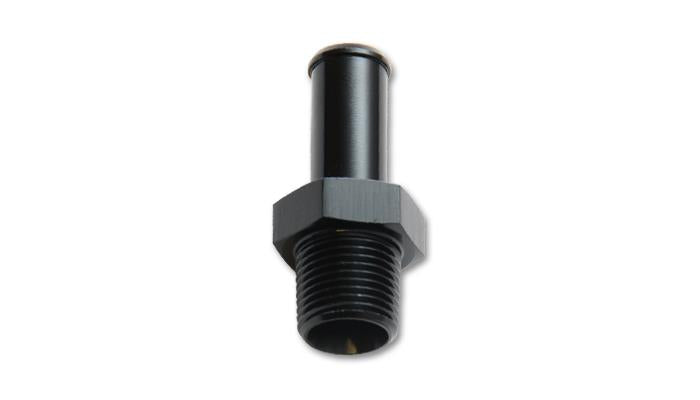 Vibrant 3/8 NPT to 3/8 barb straight fitting showing metal fitting with threaded NPT end and barb connector for hoses.