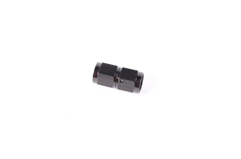 Radium Engineering 6AN female to female straight coupler fitting, high-performance metal for fuel or oil lines.