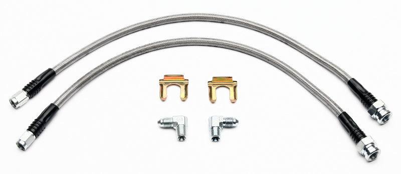 Wilwood Flexline Kit for 1997-2004 Corvette front brake calipers, includes brake lines for SL4, SL6, or W4/6A models.