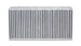 Vibrant vertical flow intercooler core with 22-inch width, 11-inch height, and 6-inch thickness for turbocharged engines.