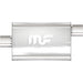 MagnaFlow Mag SS 4x9 muffler with 3-inch inlet and 3-inch outlet, stainless steel construction, for vehicle exhaust systems.