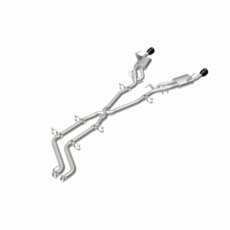 Magnaflow 26+ Dodge Charger 3.0L SPEQ cat-back exhaust system installed on vehicle, showcasing the polished stainless steel pipes.
