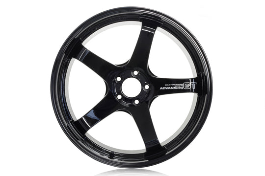 Advan GT Premium forged racing wheel with 20x12.0 size, gloss black finish, 5x114.3 bolt pattern, sporty and sleek appearance